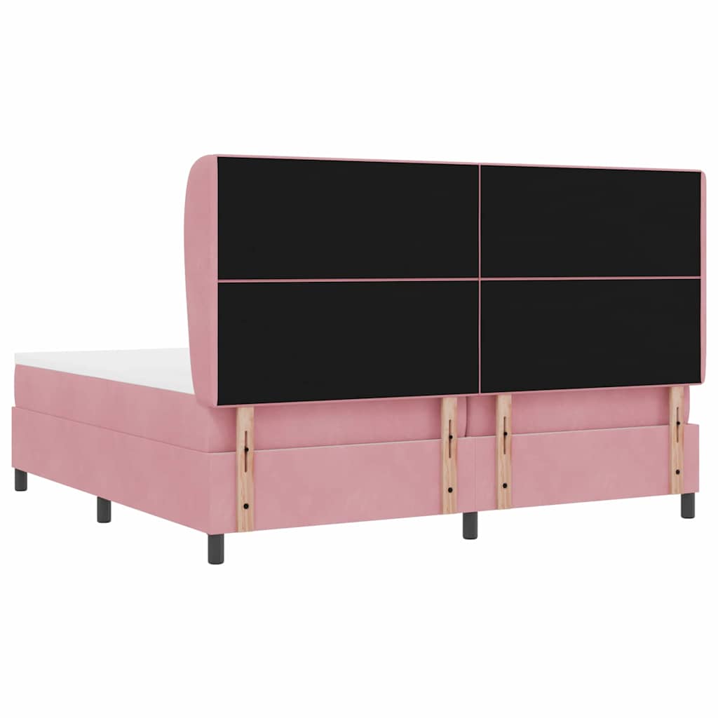 Box spring seng med madras Lyserød 200 x 200 cm Fløjl