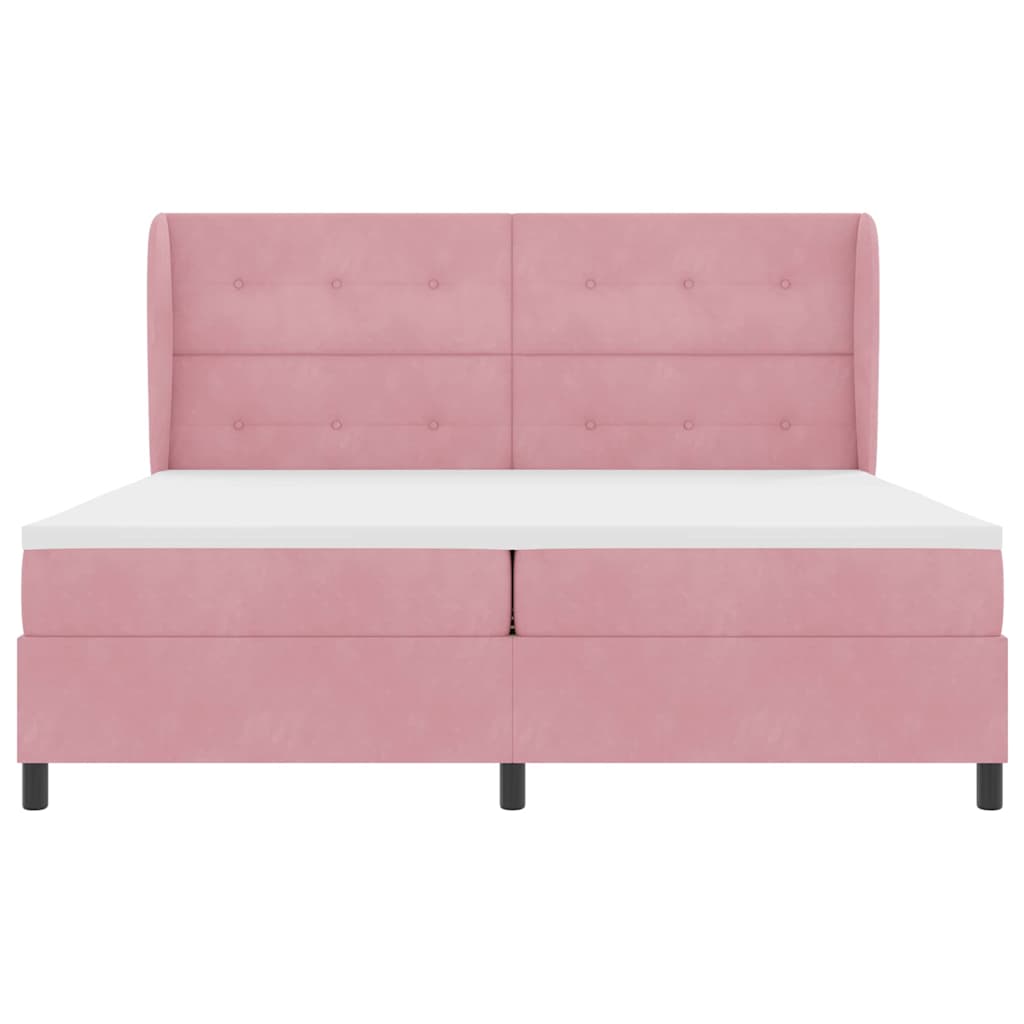 Box spring seng med madras Lyserød 200 x 200 cm Fløjl