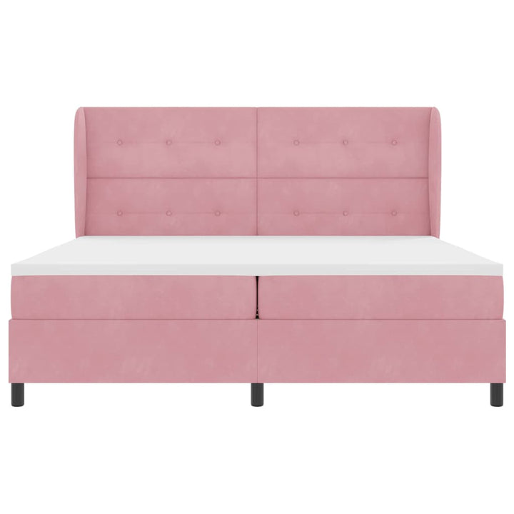 Box spring seng med madras Lyserød 200 x 200 cm Fløjl
