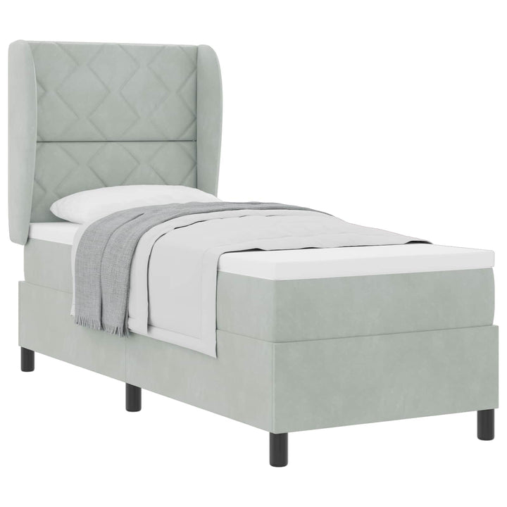 Box spring seng med hovedgærde Lysegrå 200 x 80 cm Fløjl