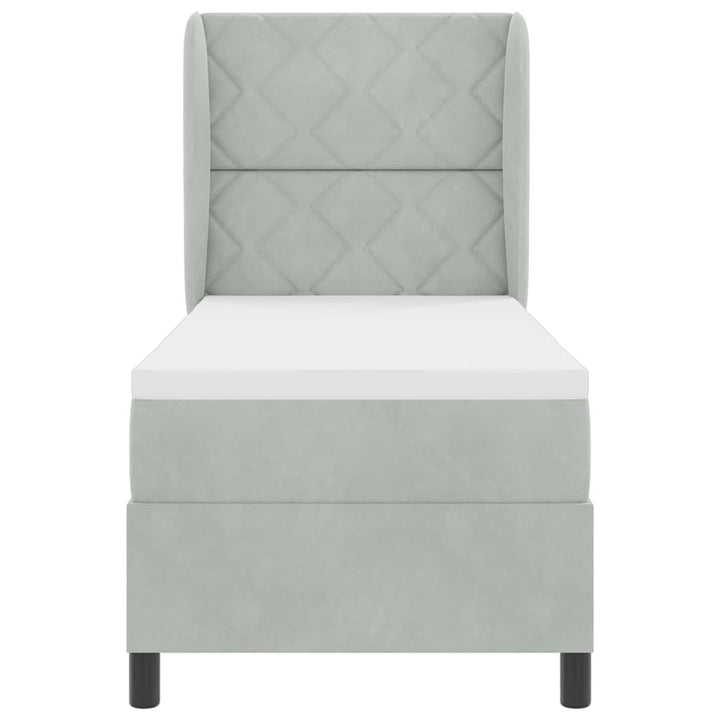 Box spring seng med hovedgærde Lysegrå 200 x 80 cm Fløjl