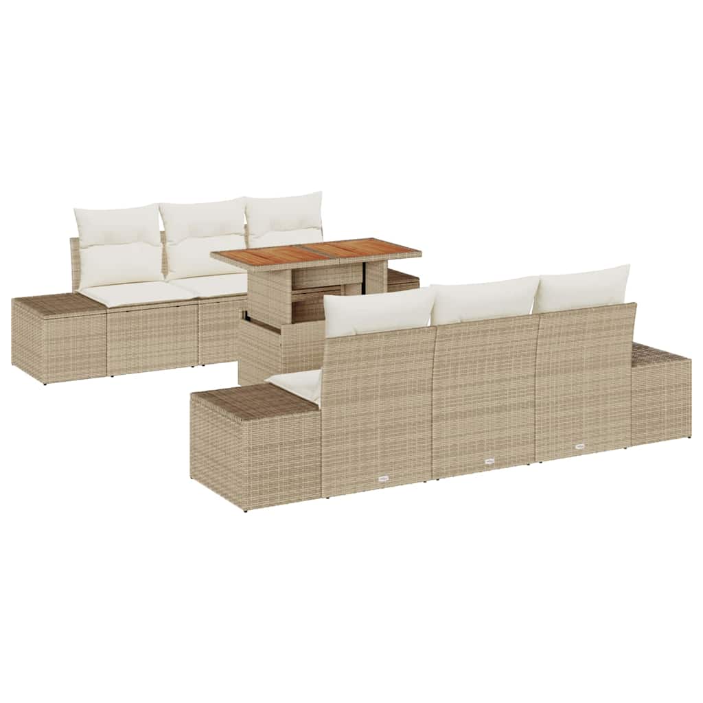 Havesofa Sæt 7 stk. Beige og creme