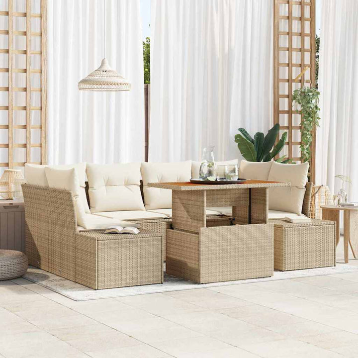 Havesofa Sæt 7 stk. Beige og creme