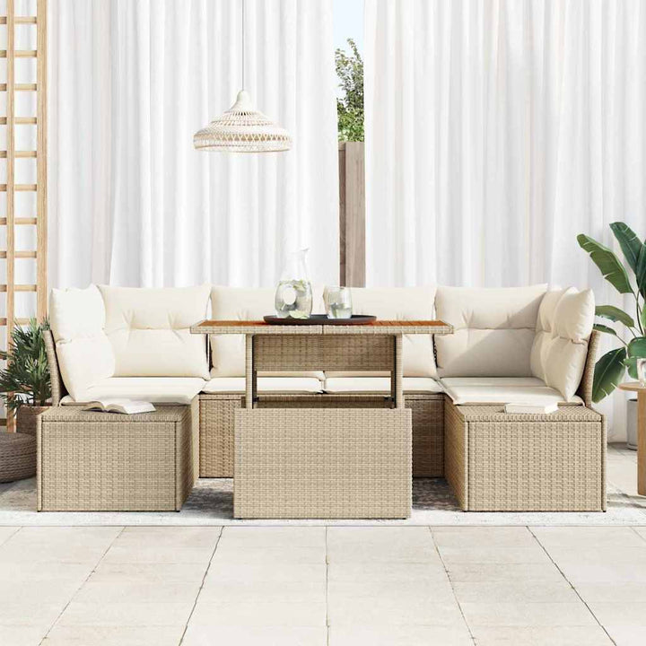 Havesofa Sæt 7 stk. Beige og creme