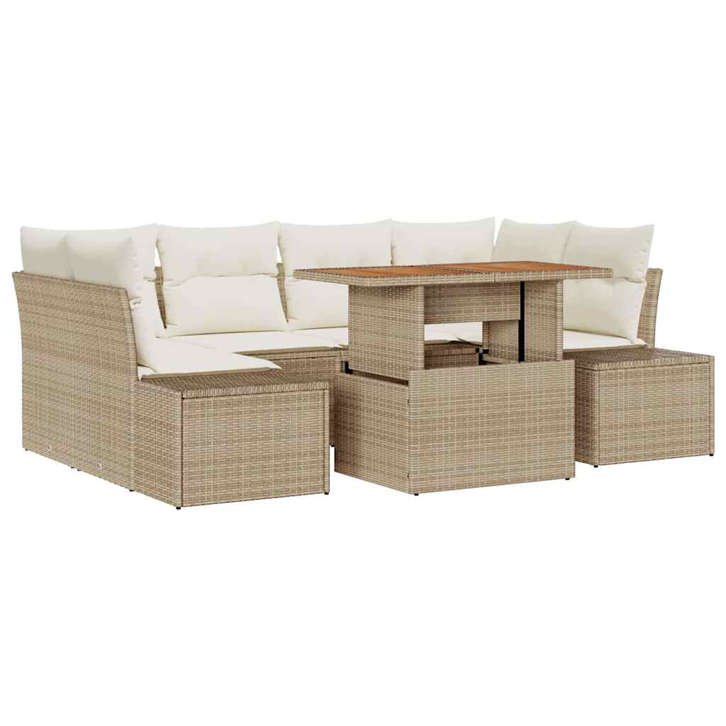 Havesofa Sæt 7 stk. Beige og creme