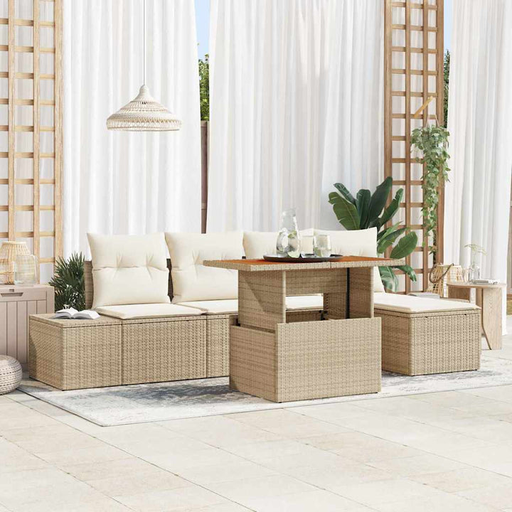 Havesofa Sæt 6 pcs Beige og creme