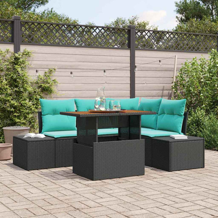 Havesofa Sæt 5 stk. 4-Antal sæder Sort polyrattan
