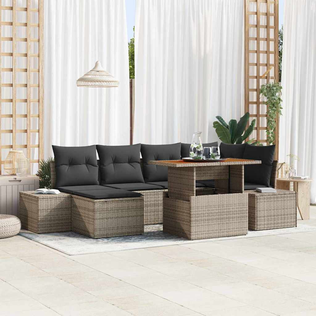 Havesofa Sæt 7 pcs Grå og Brun