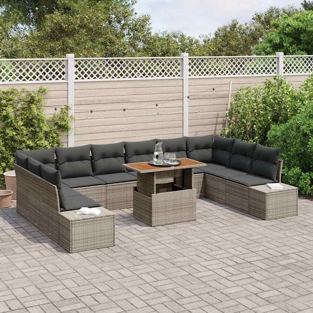 Havesofa Sæt med pude 11 pcs Grå og Brun