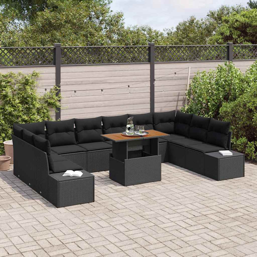 Havesofa Sæt med pude 11 pcs Sort og Brunt