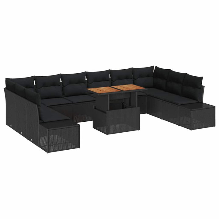 Havesofa Sæt med pude 11 pcs Sort og Brunt