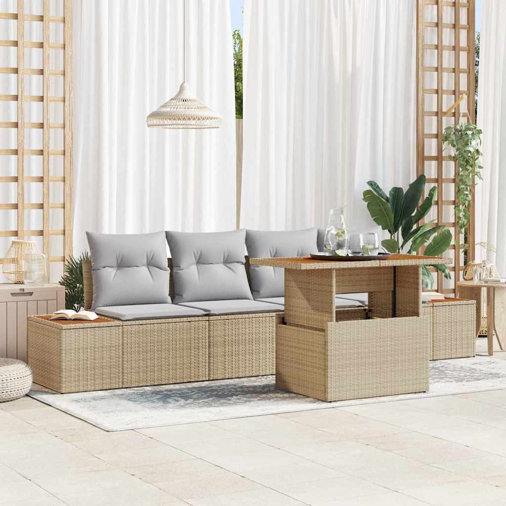 Havesofa Sæt 5 stk. Beige og grå