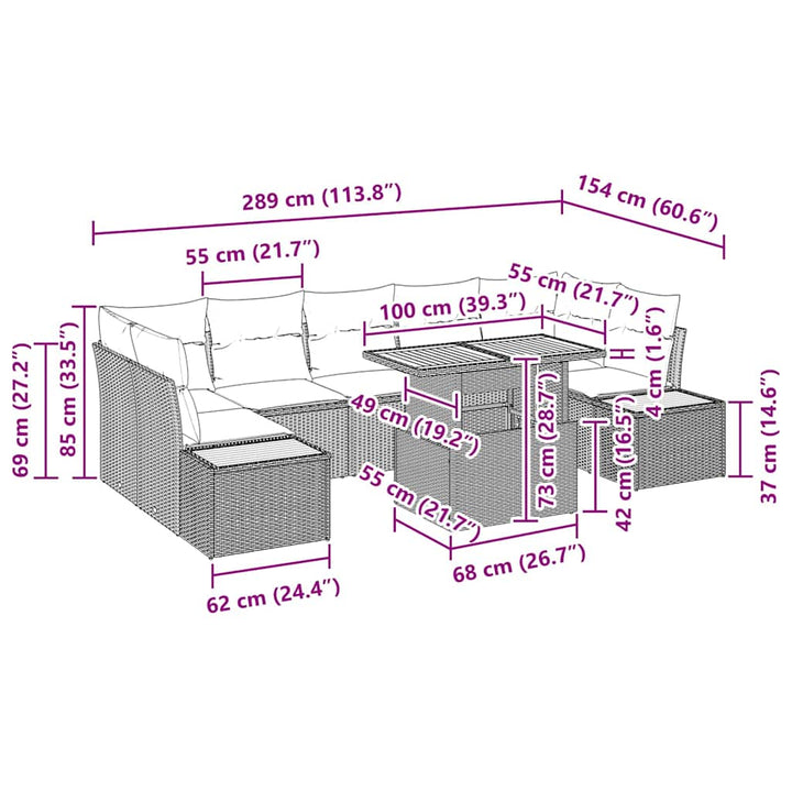 Havesofa Sæt 8 stk. Sort og Beige