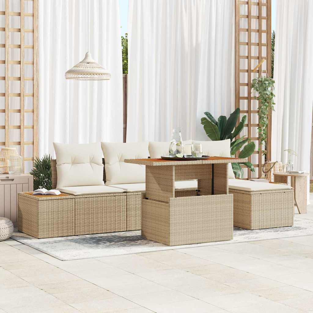 Havesofa Sæt 6 pcs Beige og creme