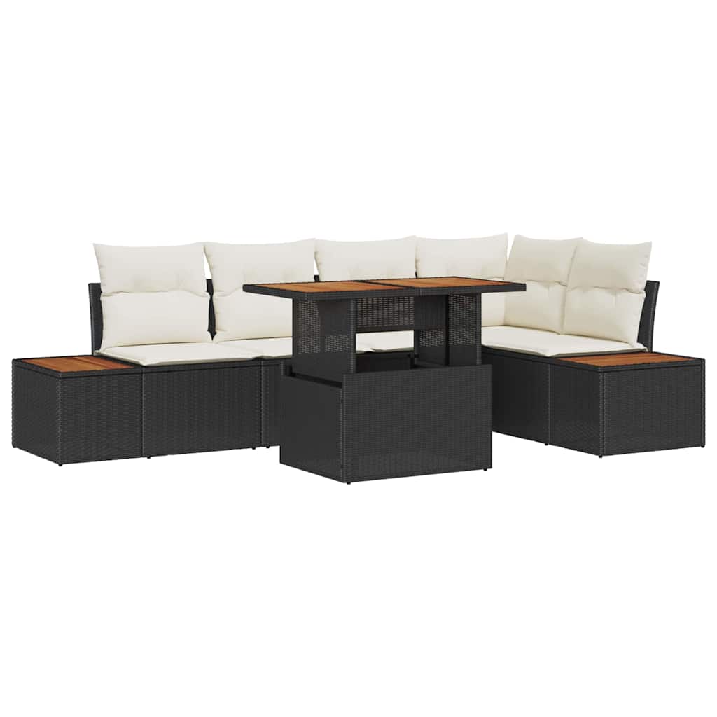 Havesofa Sæt 6 stk. Sort polyrattan