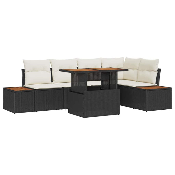Havesofa Sæt 6 stk. Sort polyrattan