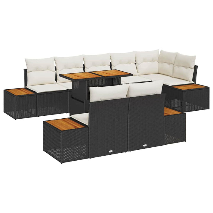 Have Spisebordssæt med pude 9 pcs Sort og Beige