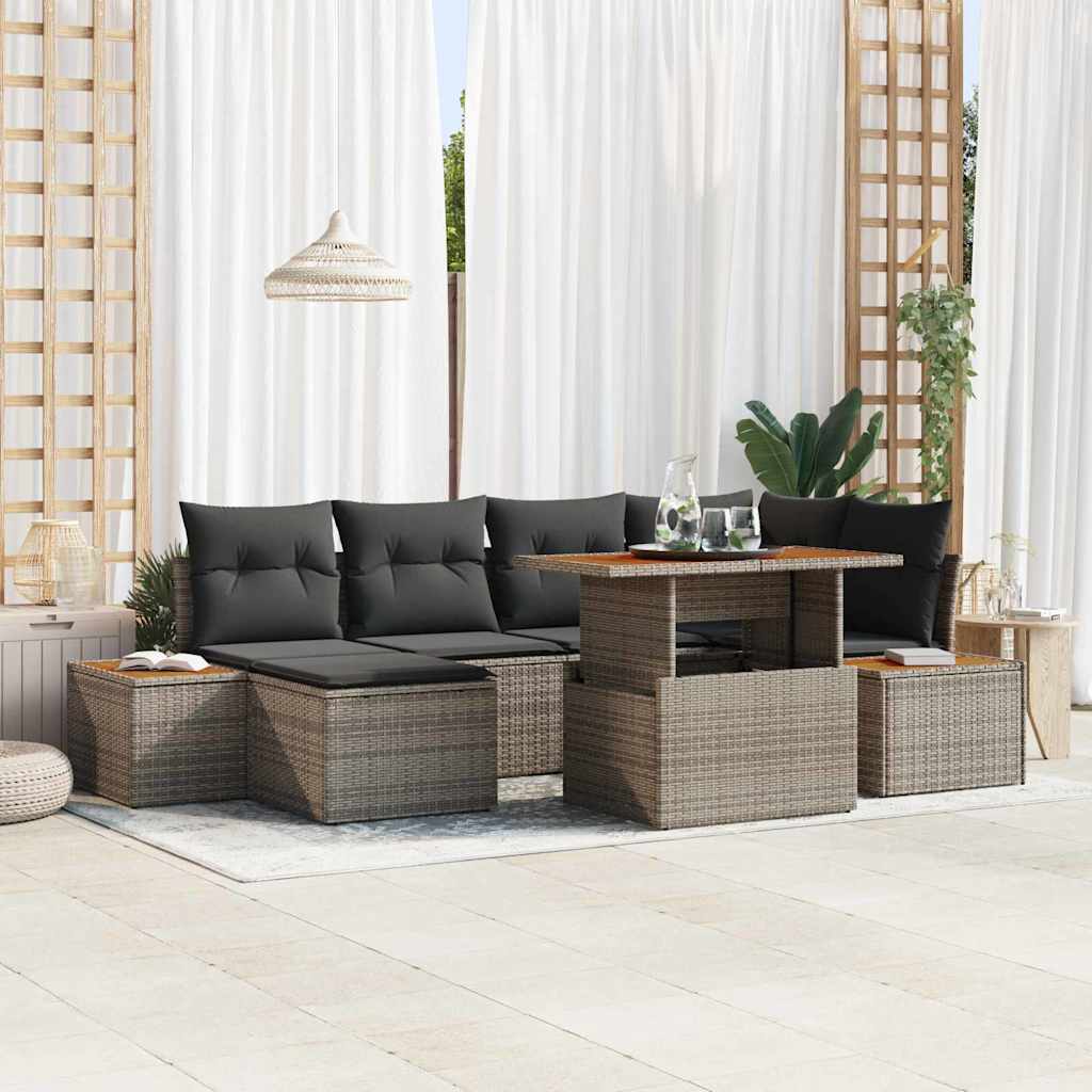 Havesofa Sæt 7 pcs Grå og Brun
