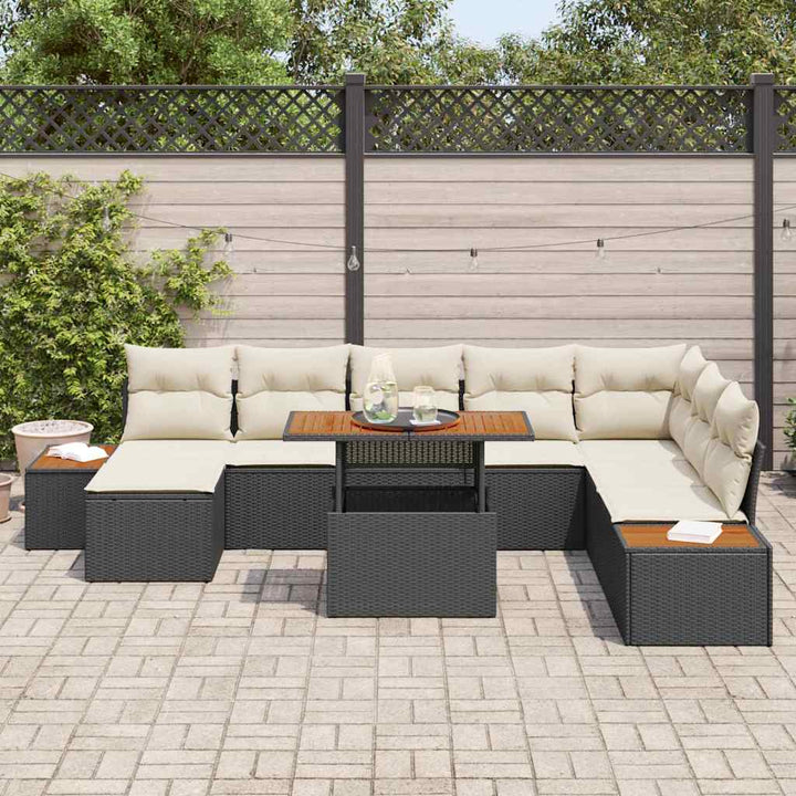 Havesofa Sæt 9 stk. Sort og Beige
