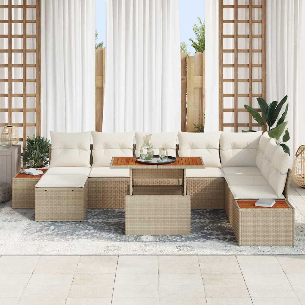 Havesofa Sæt 9 pcs Beige og creme
