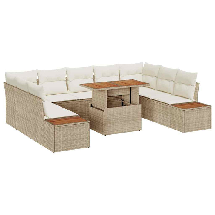 Havesofa Sæt 10 stk. Beige polyrattan