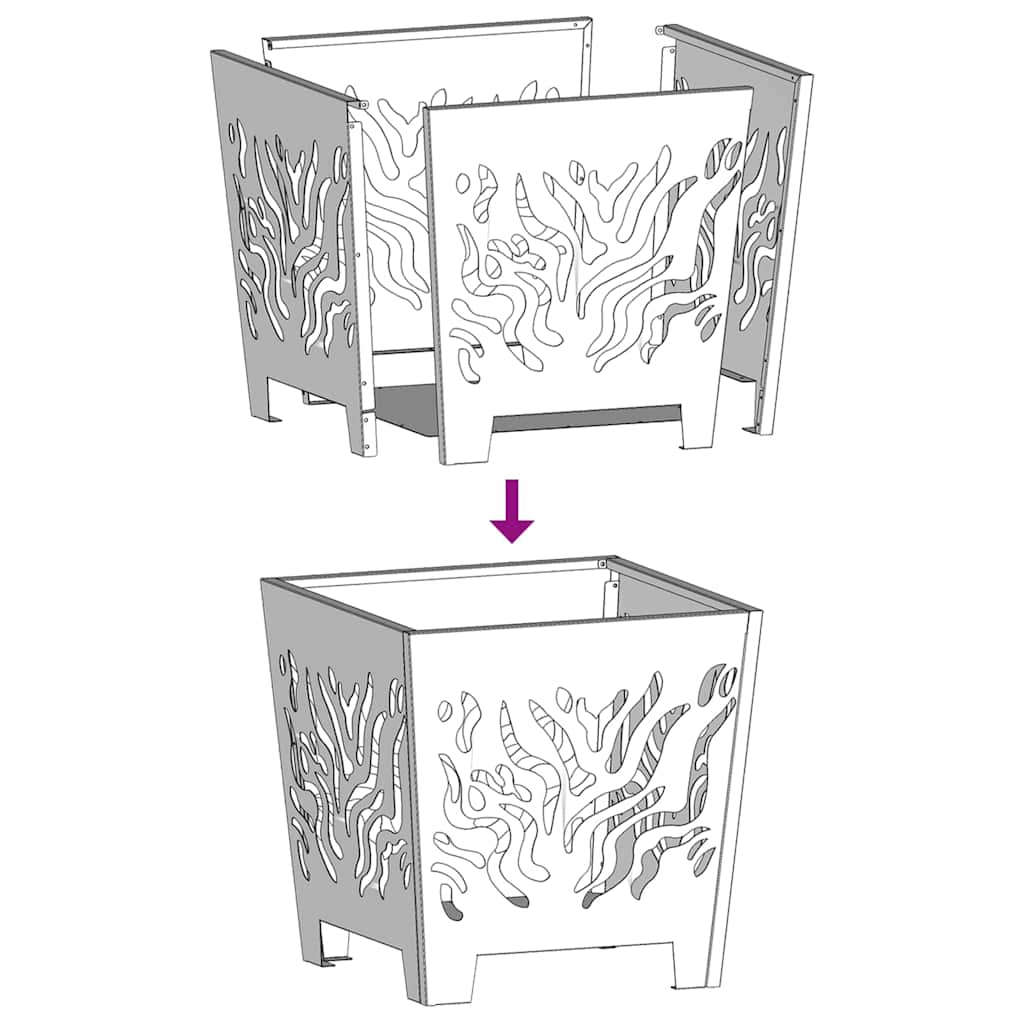 Bålsted Sort 40 x 40 x 40 cm Stål