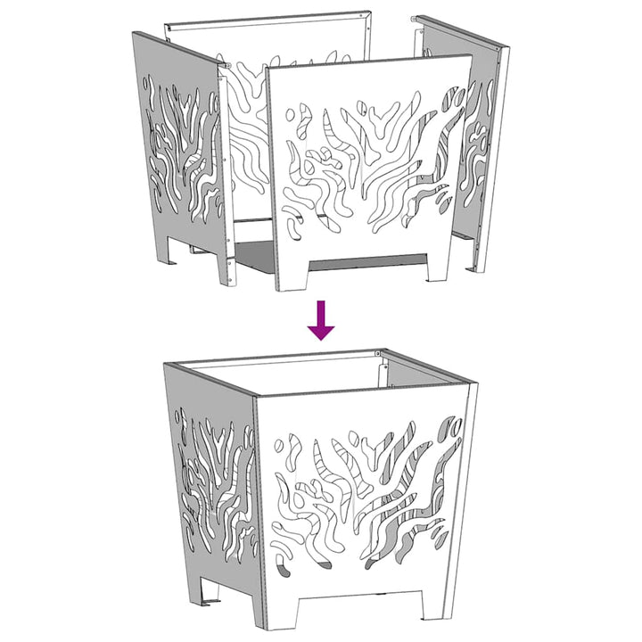 Bålsted Sort 40 x 40 x 40 cm Stål