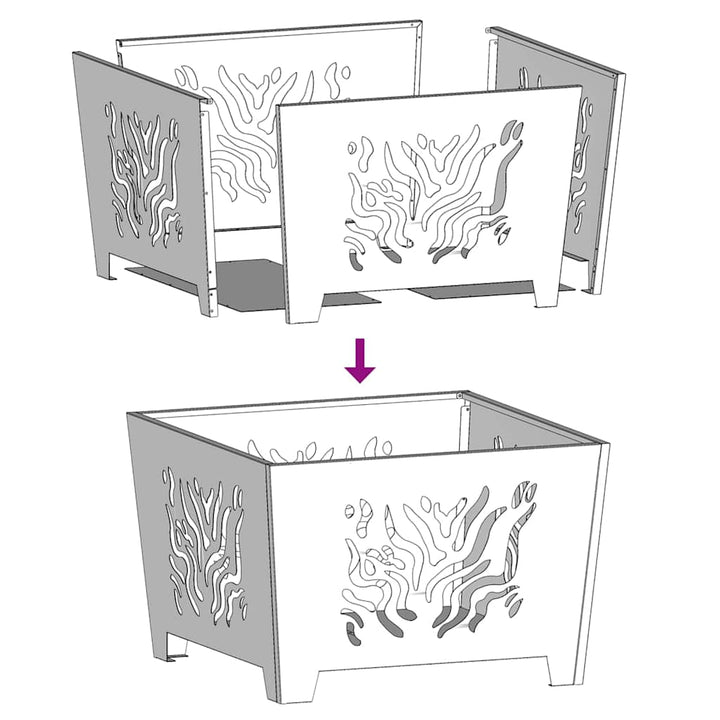Bålsted Sort 60 x 60 x 40 cm Stål