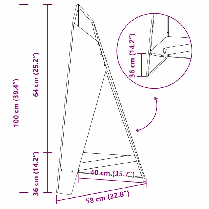 Bålsted Sort 58 x 40 x 100 cm Stål