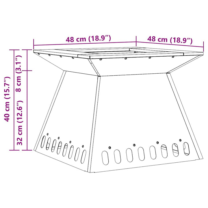 Bålsted Sort 48 x 48 x 40 cm Stål