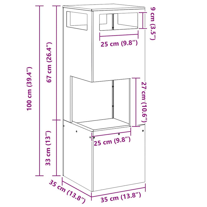 Bålsted Sort 35 x 35 x 100 cm Stål