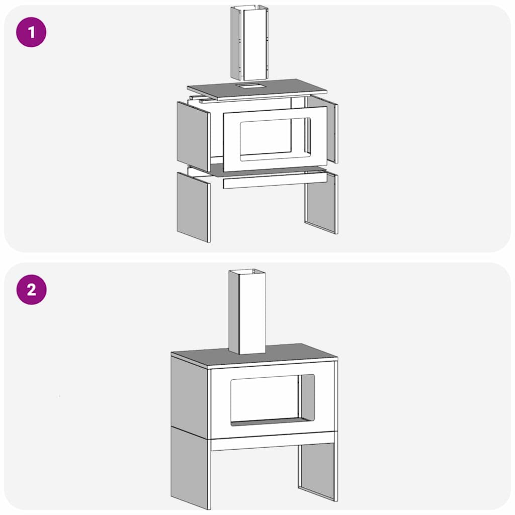 Bålsted Sort 60 x 40 x 96 cm Stål