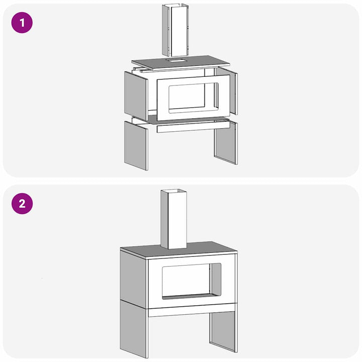 Bålsted Sort 60 x 40 x 96 cm Stål