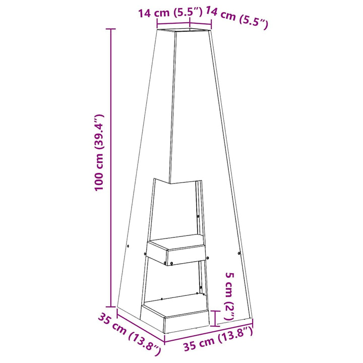 Bålsted Sort 35 x 35 x 100 cm Stål