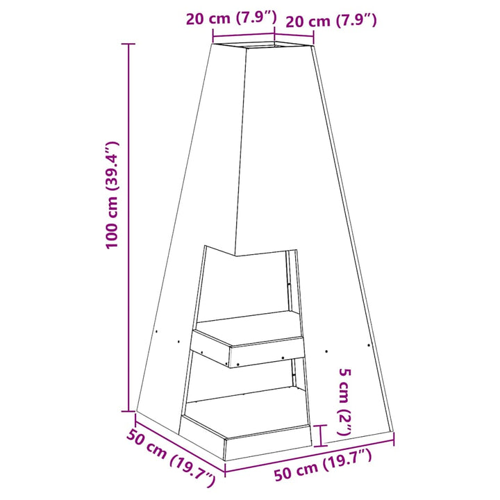 Bålsted Sort 50 x 50 x 100 cm Stål
