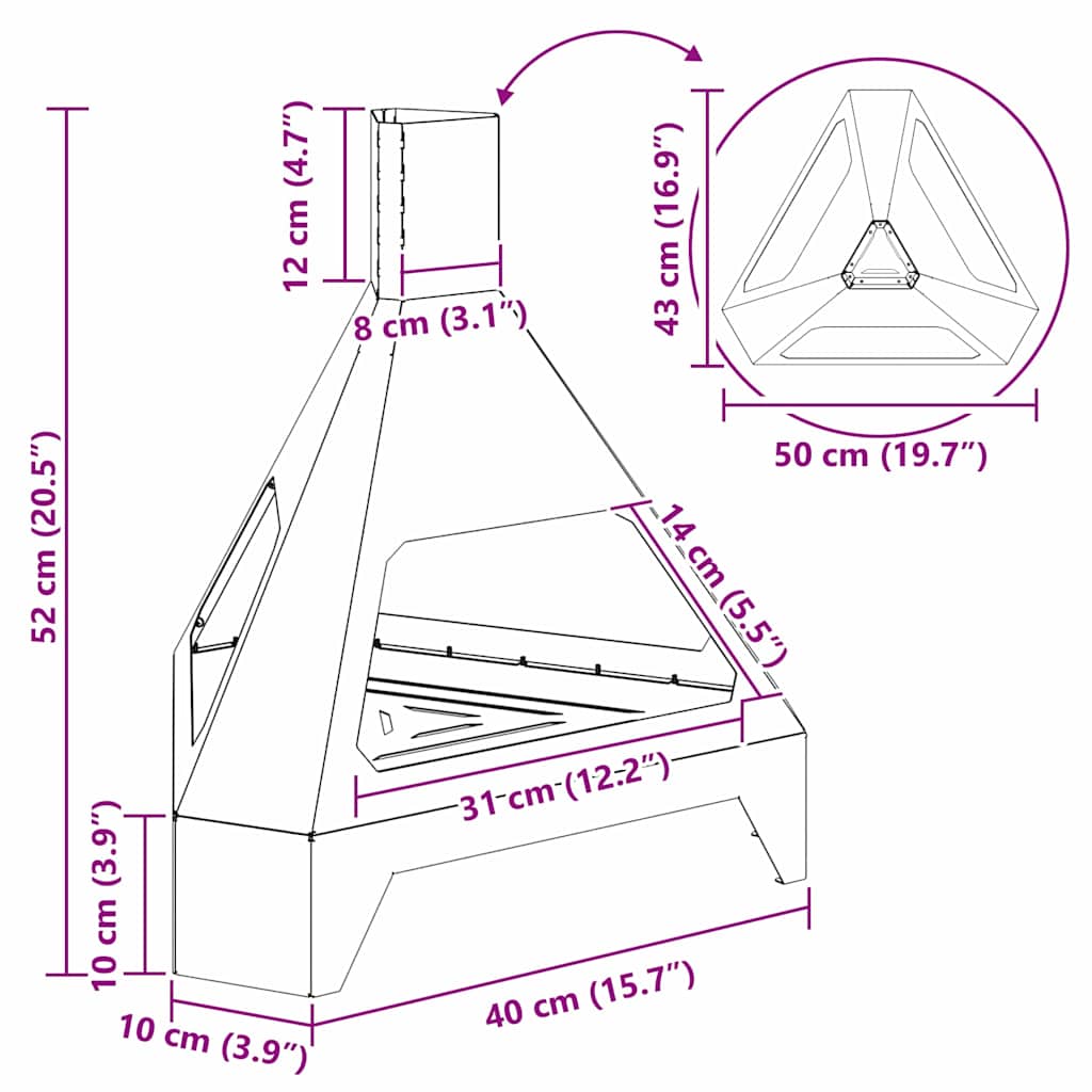 Bålsted Sort 50 x 43 x 52 cm Stål