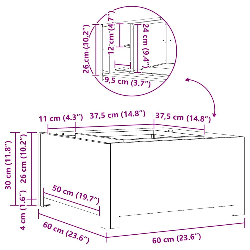 Bålsted Sort 60 x 60 x 30 cm Stål