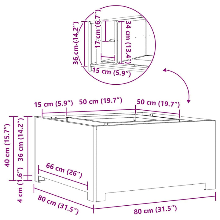 Bålsted Sort 80 x 80 x 40 cm Koldvalset stål
