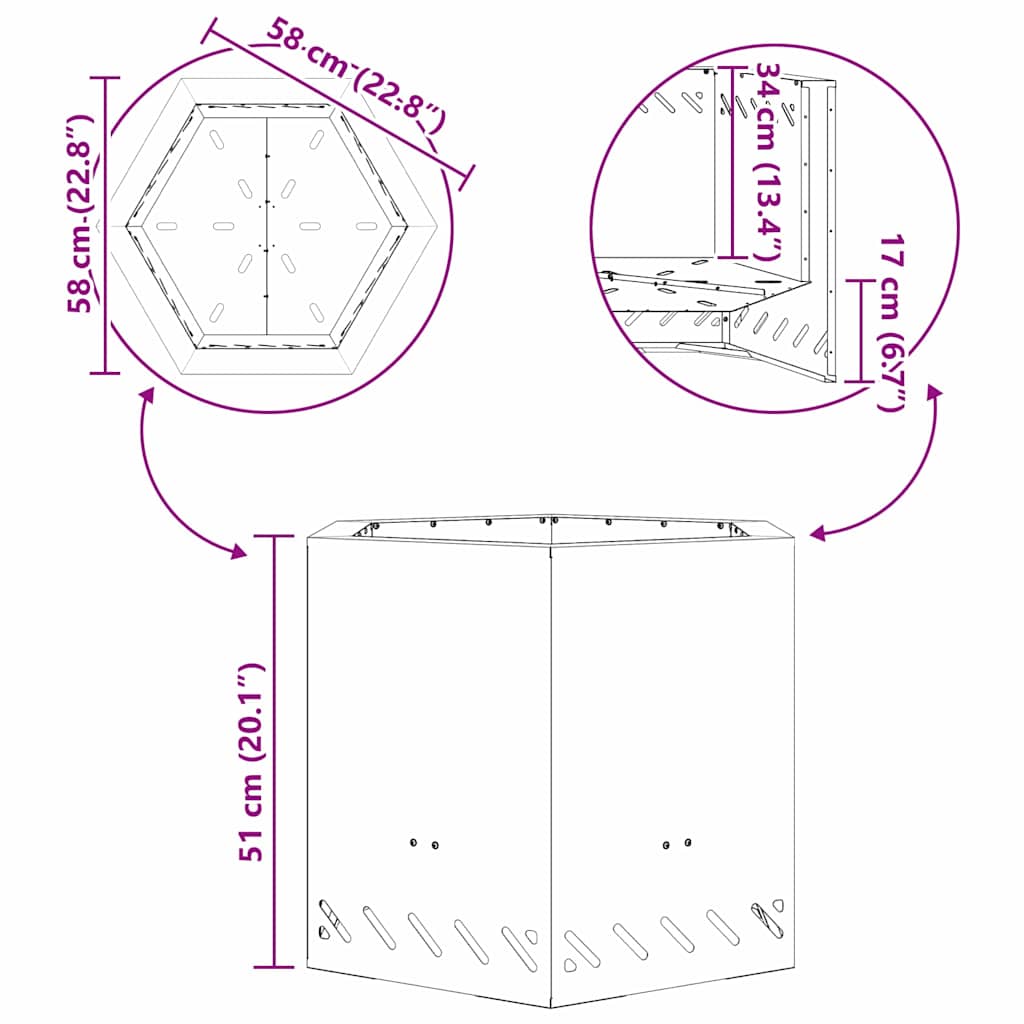 Røgfri ildsted Sort 58 x 58 x 51 cm Stål
