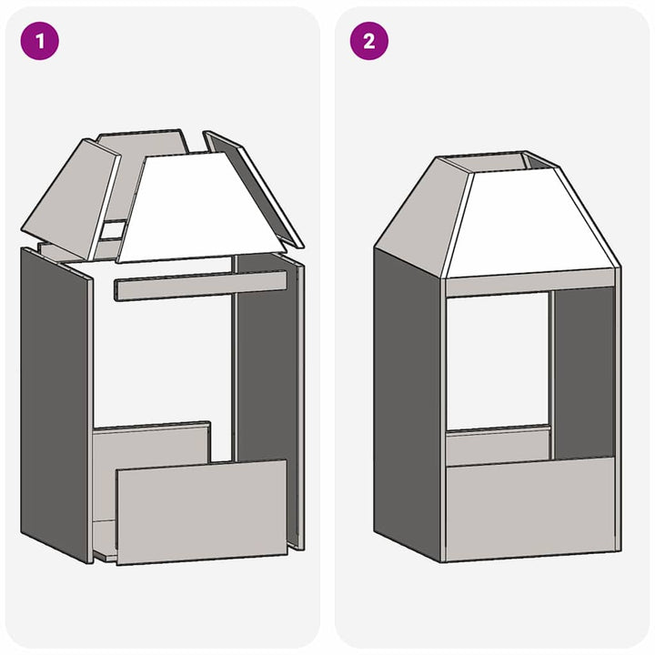 Bålsted Sort 50 x 50 x 100 cm Stål