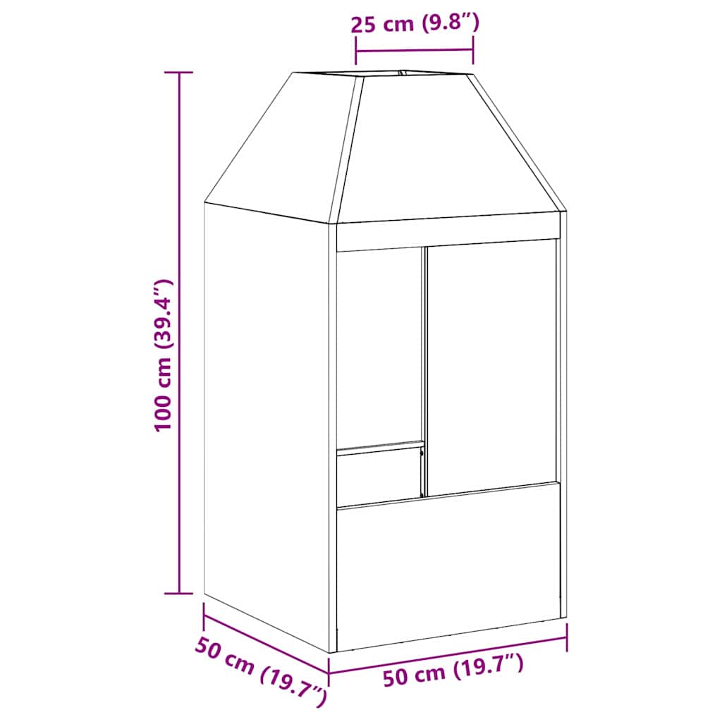 Bålsted Sort 50 x 50 x 100 cm Stål