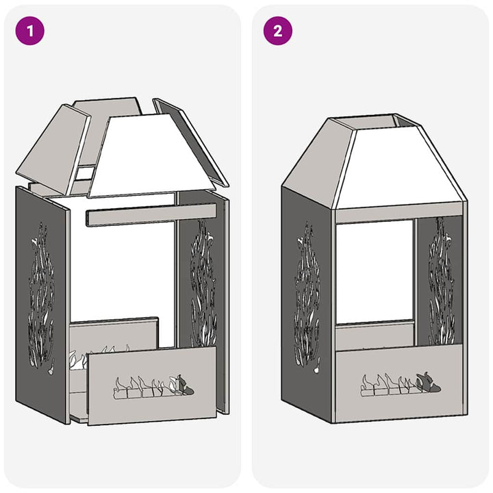 Bålsted Sort 50 x 50 x 100 cm Stål