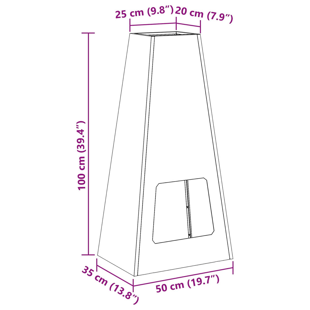 Bålsted Sort 50 x 35 x 100 cm Stål