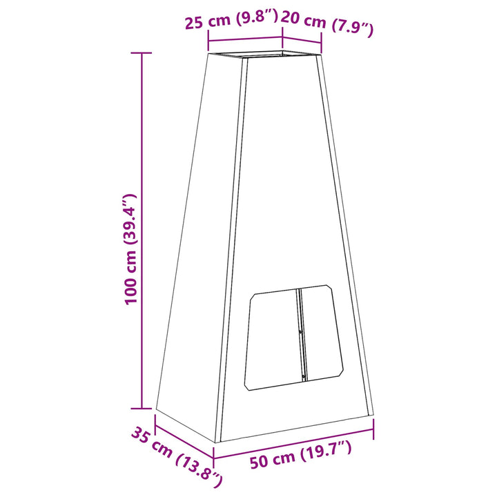 Bålsted Sort 50 x 35 x 100 cm Stål