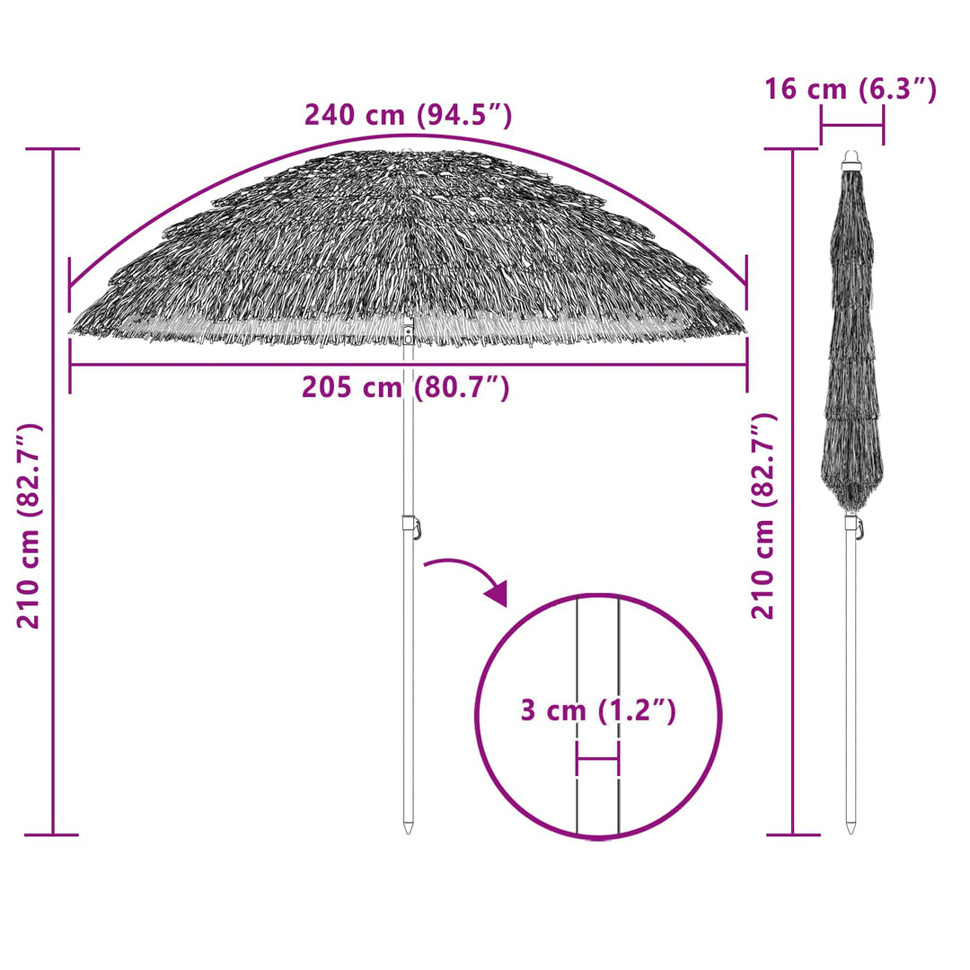 Havesol Naturfarvet 205 x 205 x 210 cm