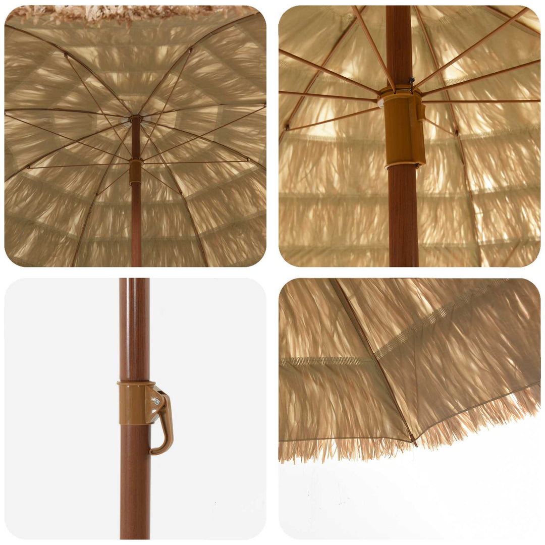 Strand Parasol Naturfarvet 255 x 255 x 255 cm Polyester og Stål