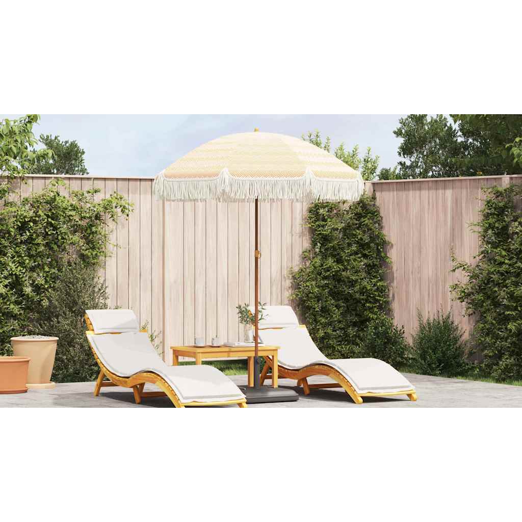 Strand Parasol Gul og Hvid 160 x 160 x 196 cm Polyester og Stål