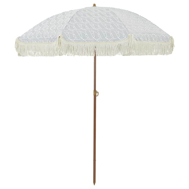Strand Parasol Grå og Hvid 160 x 160 x 196 cm Polyester og Stål