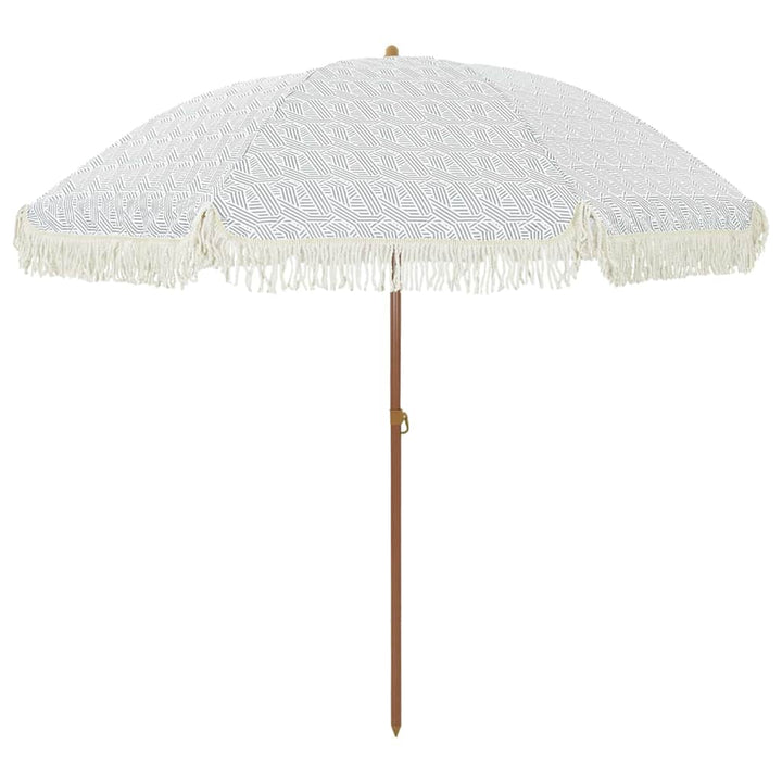 Strand Parasol Grå og Hvid 205 x 205 x 210 cm Polyester og Stål