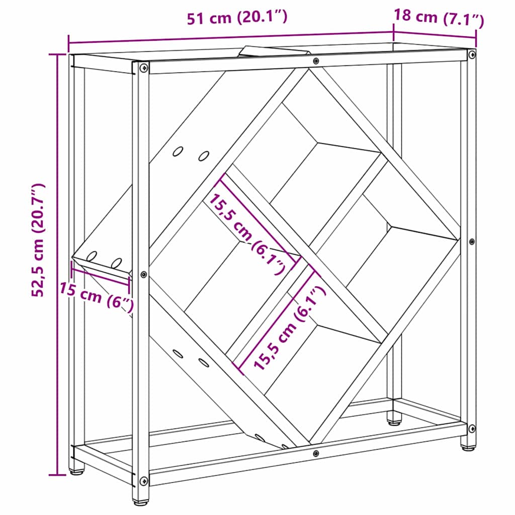 Vinfad Røget eg 51 x 18 x 52,5 cm Konstrueret træ